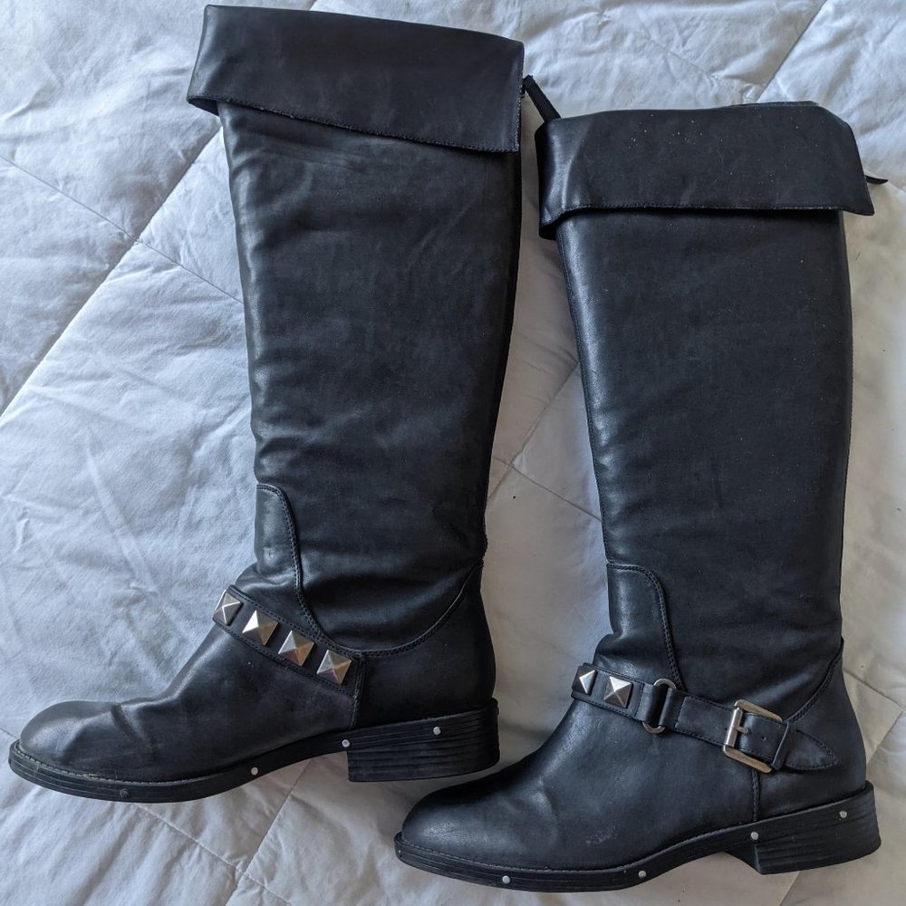 Women's Black Leather Boots Size 9.5